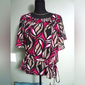 Woman's sheer top with drawstring waist size L